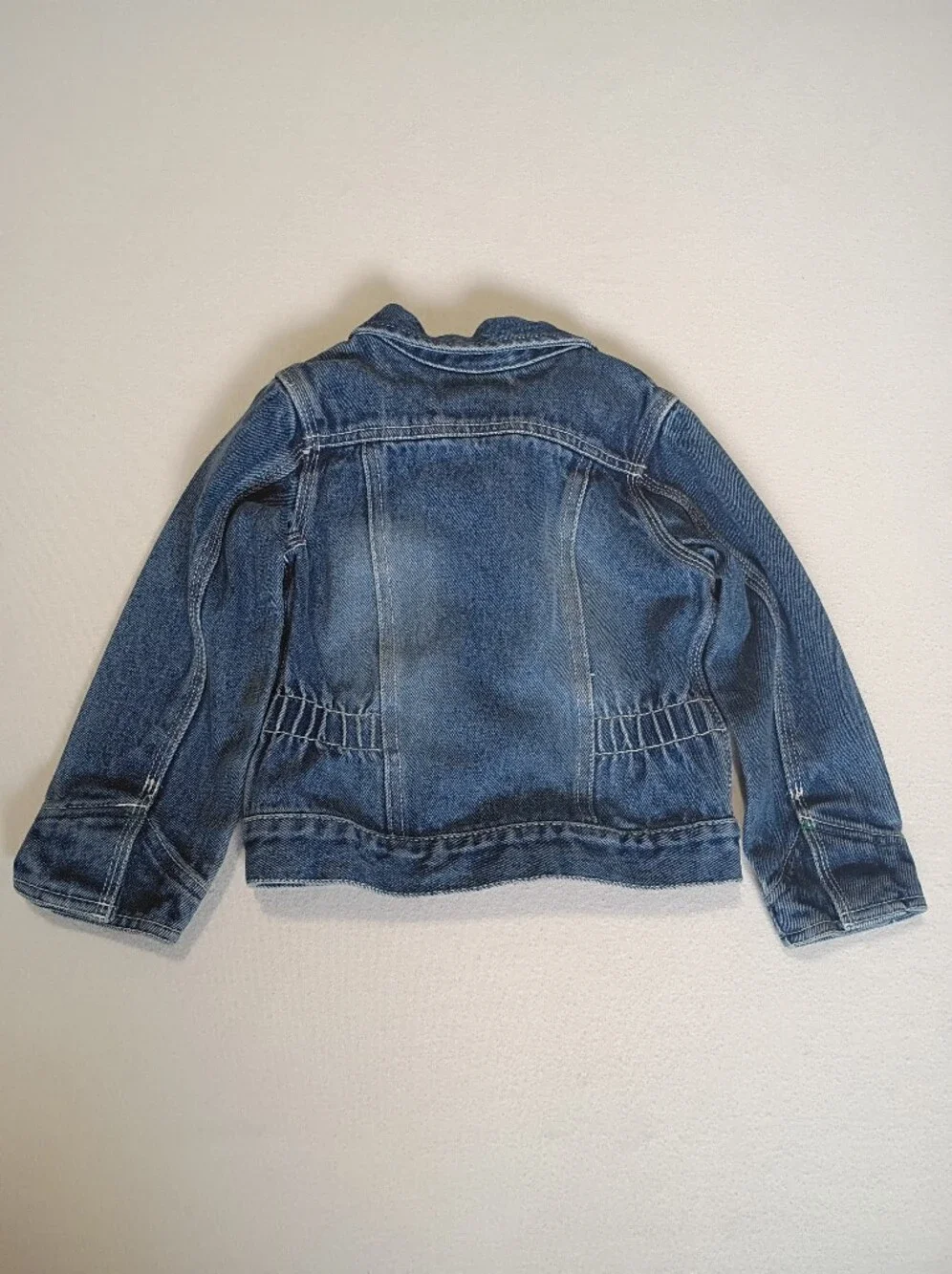 Vintage Y2K OshKosh Bgosh Zip Up Denim Jacket 4T Contrast Green Stitch Workwear